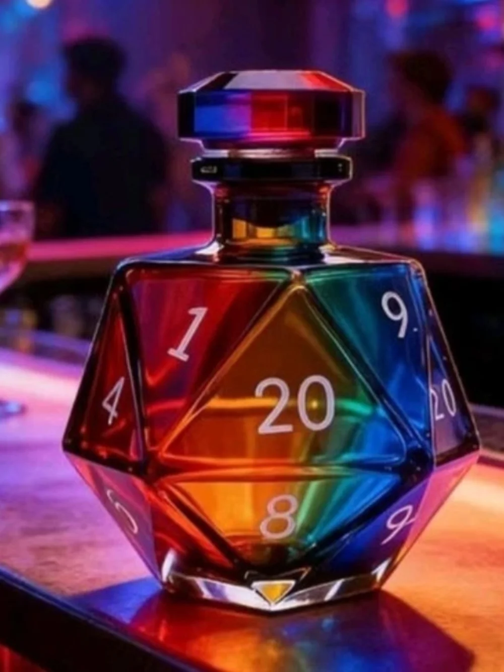 D&D 20 Sided Die Inspired Glass Decanter With Stopper